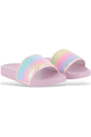 Billieblush Para menina. U20688 Chinelos de lantejoulas (25), Plano, Nenhum, Beachwear, moda infantil
