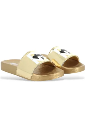 DKNY Para mulher/menina. D62093 Sandálias com logótipo dourado (28), , Plano, Nenhum, Casual, moda infantil