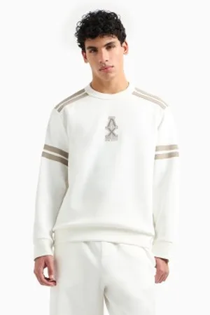 Armani Exchange Para homem. XM000481AF10818U0009 Camisola branca com gola redonda (L), , Casual, Esportivo, Algodão, Multisport