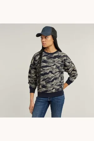 G-Star Para mulher. D25169-D865-G984 Sweatshirt Lace AOP Loose navy (XS), Casual, Algodão orgânico, Sustentável
