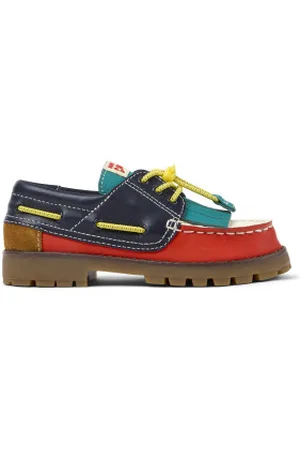 Camper Unisex para criança. K800642-001 Sapatos mocassins de couro com atacadores da Bobo multicoloridos (32), Plano, Camurça, Cordão, Casua