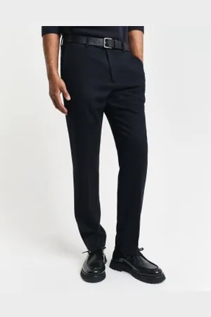 GANT Para homem. 1505305 Calças de fato de corte justo com design em espinha de peixe da Marinha (48), Casual, Lã