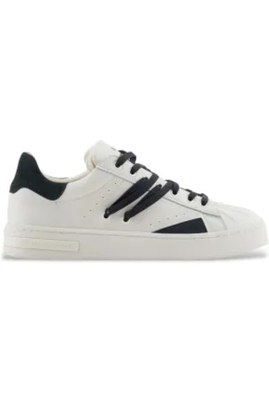 Armani Exchange Para homem. XUX245XV915U384 Sapatilhas de couro com logótipo branco (44.5), Plano, Cordão, Casual