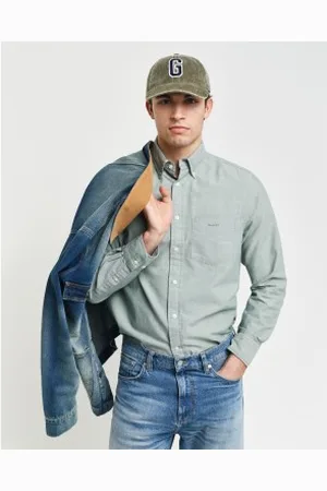 GANT Para homem. 3230233 Camisa Oxford de ajuste regular Archive green (M), Casual, , Manga comprida, Algodão orgânico, Sustentável