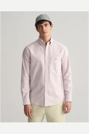 GANT Para homem. 3000230 Camisa Oxford de ajuste regular em riscas finas cor-de- (XXL), Casual, Algodão, Manga comprida