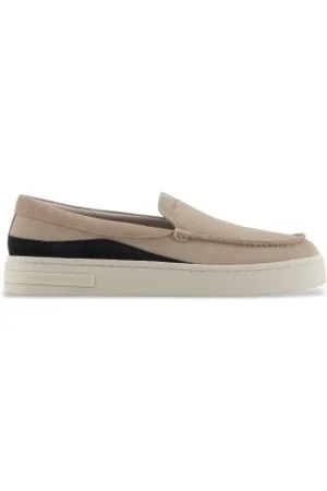 Armani Exchange Para homem. XUY011XV868U644 Sapatilhas com logótipo em castanho (44), Bege, Plano, Nenhum, Casual