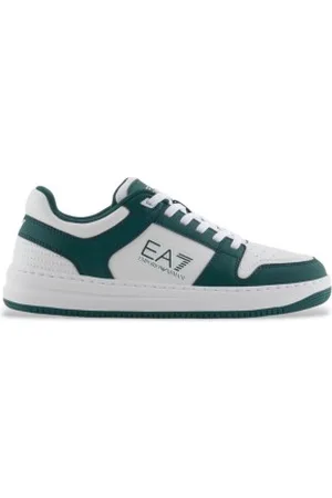 EA7 Unisex. X8X189_XK404 Ténis Slasher branco, verde (44), Plano, Cordão, Casual, Esportivo, Multisport