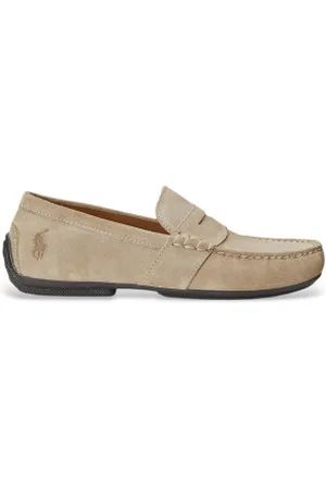 Ralph Lauren Para homem. 803893741004 Mocassins Reynold em pele bege (41), Couro, Plano, Cordão, Casual