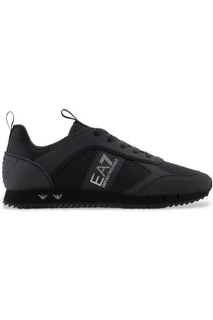 EA7 Para homem. X8X185_XR175 Sapatos de carbono preto e branco preto (45 1/3), Plano, Cordão, Casual