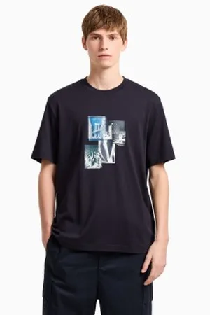 Armani Exchange Para homem. XM000269AF12112UB101 T-shirt de manga curta azul-marinho (L), Casual, Algodão
