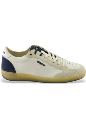 Blauer Para homem. S5MURRAY01 Ténis de couro Murray01 em branco, azul (40), Plano, Cordão, Casual