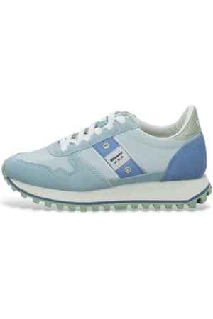Blauer Para mulher. S5MILLEN03 Ténis de couro azul Millen 03 (36), Plano, Cordão, Casual