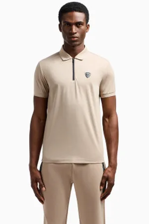 EA7 Para homem. 8NPF13_PJRGZ Polo com fecho de correr e logótipo (XL), Casual, Esportivo, Tênis / Paddle tennis, Viscoso, Manga curta