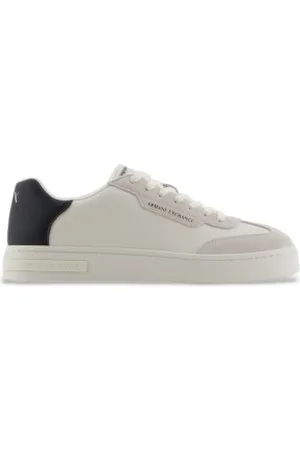 Armani Exchange Para homem. XUX250XV948N480 Sapatilhas de couro com inserções em contraste branco (41), Plano, Cordão, Casual