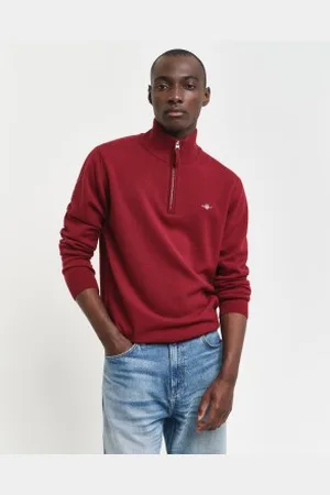 GANT Para homem. 87213 Camisola de lã de ovelha muito fina com meio fecho de correr (XXL), Casual
