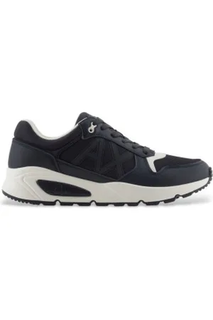 Armani Exchange Para homem. XUX239XV909U385 Ténis com logótipo lateral e inserções contrastantes em azul-marinho (42), Plano, Cordão, Casual