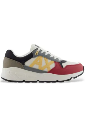 Armani Exchange Para homem. XUX239XV909A500 Sapatilhas com logótipo lateral e inserções em contraste (42), Plano, Cordão, Cas