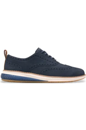 Cole Haan Para homem. C40680 OriginalGrand Energyweave Wingtip Navy Oxford Leather Sneakers (42), Couro, Plano, Cordão, Casual