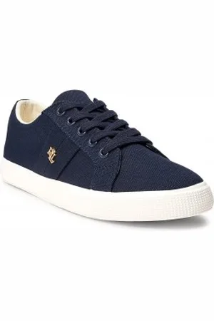 Ralph Lauren Para mulher. 802804598002 Sapatilhas de lona Janson II marinha (36), Tecido, Plano, Cordão, Casual