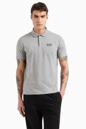 EA7 Para homem. 8NPF14_PJVQZ Pólo Core Identity em algodão elástico cinzento (3XL), Casual, Esportivo, , Multisport, Manga curta