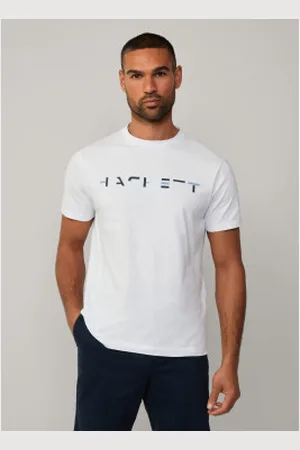 Hackett Para homem. HM500870 T-shirt branca com logótipo (S), , Casual, Algodão, Manga curta