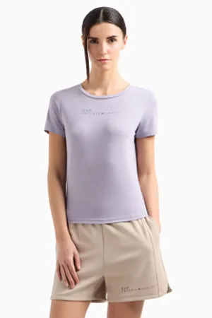 EA7 Para mulher. 7W000274_AF12945 T-shirt com gola redonda Dynamic Athlete em tecido técnico Ventus7 lilás (3XL), Casual, Esportivo