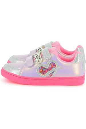 Billieblush Para menina. U20687 Sapatilhas com purpurinas multicoloridas (34), Plano, Velcro, Casual, moda infantil