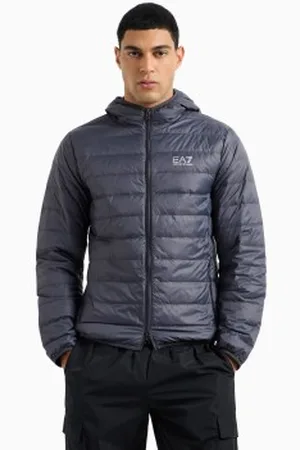 EA7 Para homem. 8NPB24_PNGPZ Casaco dobrável para baixo Core Identity com capuz cinzento (3XL), Casual, , Poliamida