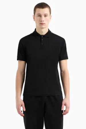 EA7 Para homem. 7M000139_AF10375 Pólo de malha de algodão azul-marinho da série Logo (L), Casual, Esportivo, Multisport, Manga curta