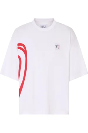 EA7 Unisex. 7X000038_AF13243 T-shirt branca descontraída (L), , Casual, Esportivo, Algodão, Multisport, Manga curta