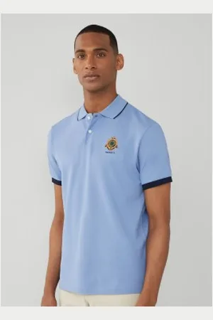 Hackett Para homem. HM563261 Polo Heritage Logo (S), Casual, Algodão, Manga curta