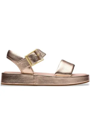 Clarks Para mulher. 26181223 Sandálias de couro Alda bronze (40), Plano, 1 a 3cm, Fivela, Casual