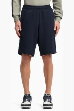 EA7 Para homem. 7M000544_AF12660 Bermudas em mistura de algodão Logo Series azul-marinho (L), Casual, Esportivo, Multisport, Poliéster