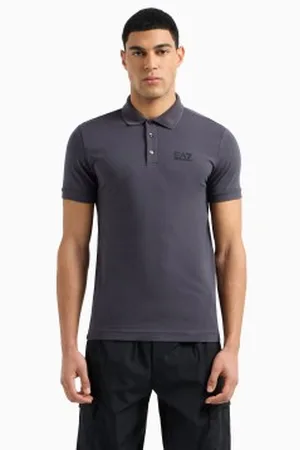 EA7 Para homem. 8NPF14_PJVQZ Pólo Core Identity em algodão elástico cinzento (3XL), Casual, Esportivo, , Multisport, Manga curta