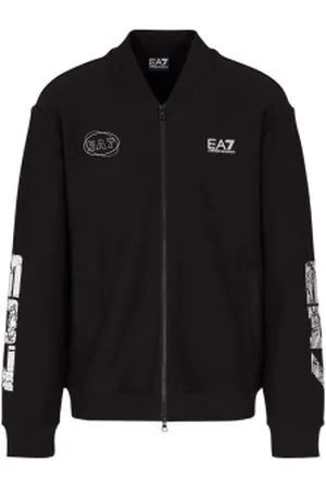 EA7 Para homem. 7M000314_AF13527 Camisola de algodão com fecho de correr da série gráfica preta (3XL), , Casual, Esportivo, Multisport