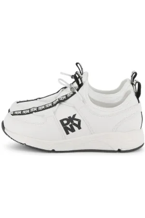 DKNY Para menino. D62091 Sapatilhas de meias brancas (27), , Plano, Cordão, Casual, moda infantil