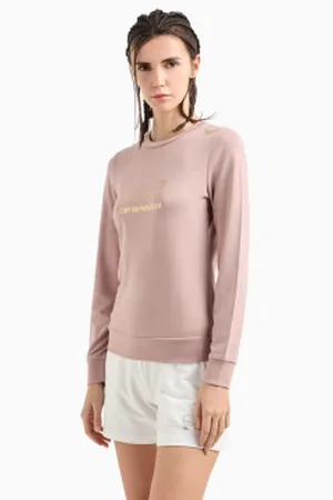 EA7 Para mulher. 8NTM45_TJ9RZ Sweatshirt com gola redonda Evolution Pink Stretch Viscose Blend (L), Casual, Esportivo, , Multisport, Pol