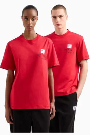 EA7 Unisex. 7X000032_AF13243 T-shirt de algodão Supreme vermelha (3XL), , Casual, Manga curta