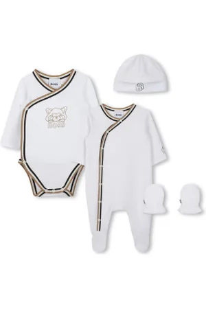 HUGO BOSS Unisex para criança. J52179 Conjunto de pijama branco (1mes= 54cm), Casual, Homewear, Algodão, Manga comprida, moda infantil
