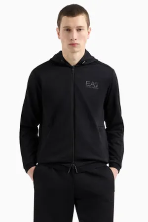 EA7 Para homem. 7M000308_AF13526 Casaco com capuz em sarja técnica elástica Gold Label preto (3XL), Casual, Poliéster