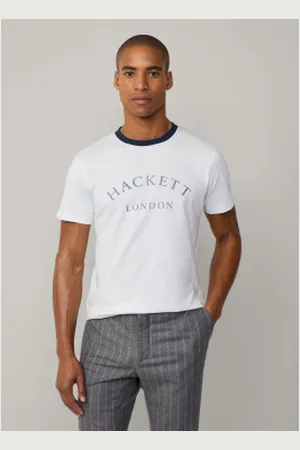 Hackett Para homem. HM500893 T-shirt Heritage branca (S), , Casual, Algodão, Manga curta