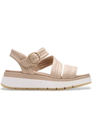 Clarks Para mulher. 26181475 Sandálias de couro bege Tuscan (40), 3 a 5cm, Fivela, Casual
