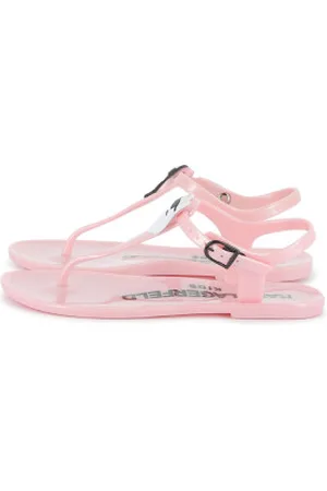 Karl Lagerfeld Para menina. Z30370 Sandálias de gelatina cor-de- (32), Plano, Fivela, Casual, moda infantil