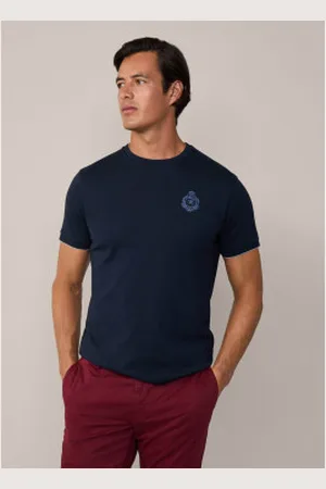 Hackett Para homem. HM500846 T-shirt com logótipo Heritage azul-marinho (M), Casual, Algodão, Manga curta