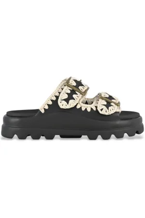 Mou Para mulher. MU.SW661001N Sandálias pretas com duas fivelas (37), , 1 a 3cm, Casual