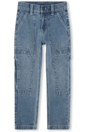 DKNY Unisex para criança. D62230 Calças de ganga de cintura ajustável azuis (4Años= 102cm), , Casual, Algodão, Denim, moda infantil