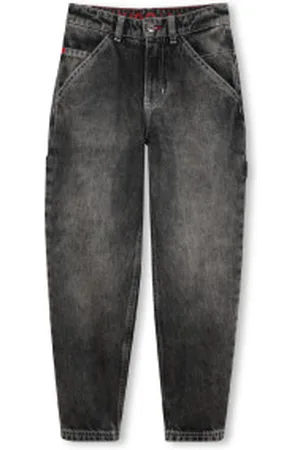 HUGO BOSS Para menino. G00383 Calças de ganga largas pretas (13/14años= 157/162cm), , Casual, Algodão, Denim, moda infantil