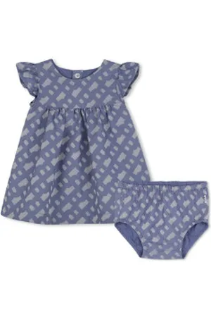 HUGO BOSS Para menina. J52224 Conjunto de vestido e cuecas (1mes= 54cm), Casual, Homewear, Algodão, moda infantil
