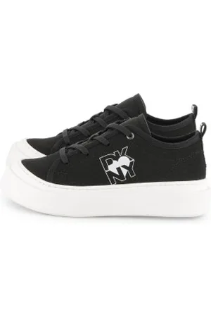 DKNY Para menina. D62085 Ténis de lona preta (30), , 3 a 5cm, Cordão, Casual, moda infantil