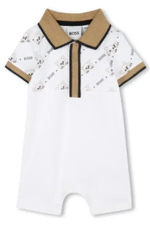 HUGO BOSS Para menino. J52206 Jardineiras curtas interlock brancas (1mes= 54cm), Branco, Casual, Algodão, Manga curta, moda infantil